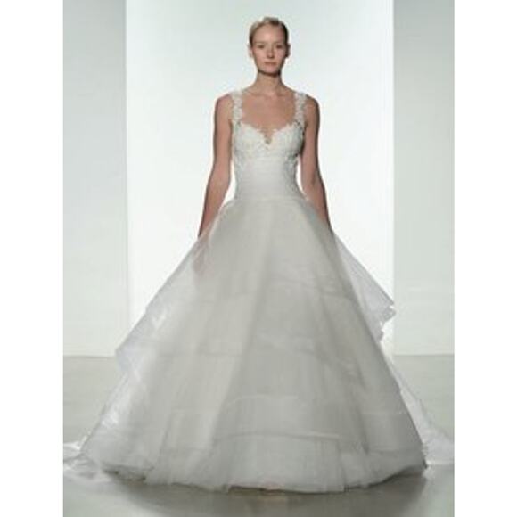 KENNETH POOL Polina K483 Beaded Ball Gown Tulle Illusion Wedding Dress Gown 10 - Picture 1 of 12